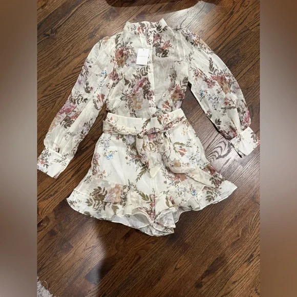 Zimmermann Floral Sheer Blouse and Short Set - Picture 2 of 9